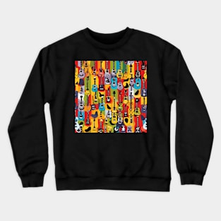 Colorful Guitars Collage Crewneck Sweatshirt